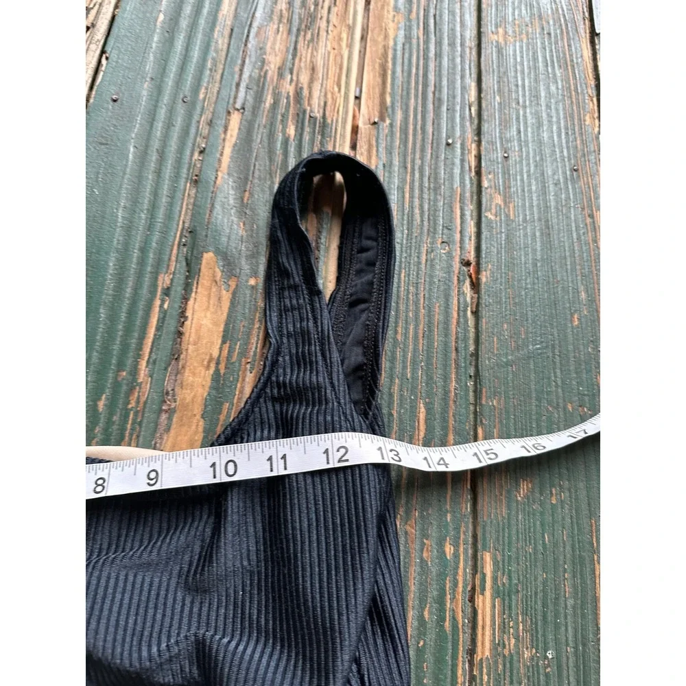 Vintage Ribbed One Piece Swimsuit Black Scoop Neck Tank Style 2324
